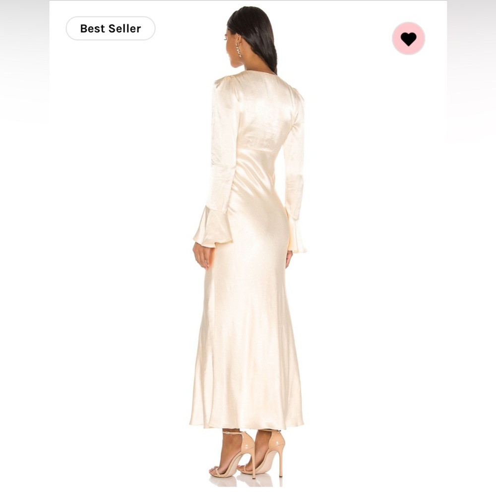Shona Joy La Lune Frill Cuff Bias Midi Dress in Cream size 4 - Picture 2 of 10